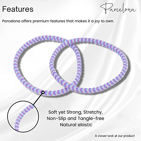 Parcelona Thin Stripes Set of 4 Ponytail Holder Elastic Hair Ties  for Women