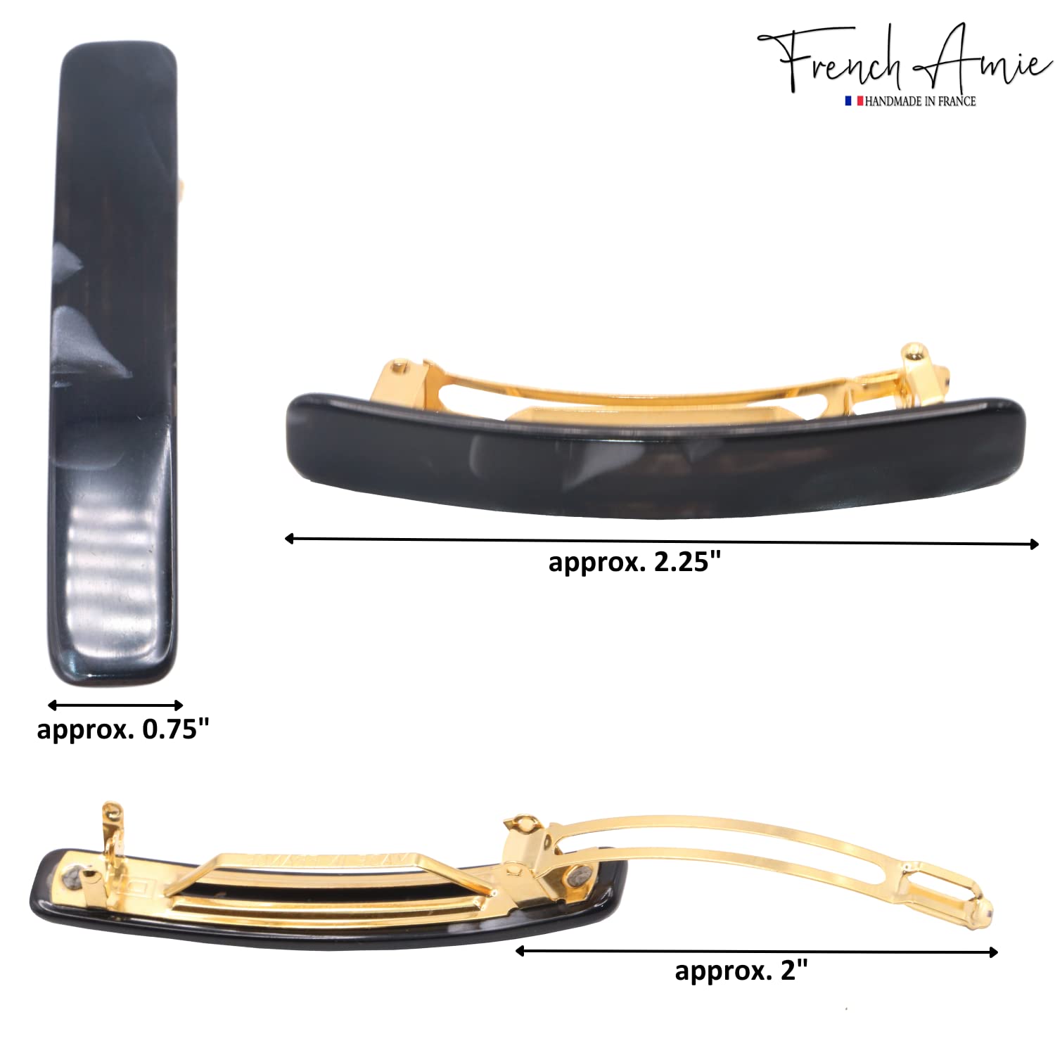 French Amie Small 2 1/4" Cellulose Handmade Hair Barrette for Women and Girls