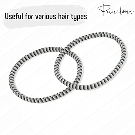 Parcelona Thin Stripes Set of 4 Ponytail Holder Elastic Hair Ties  for Women