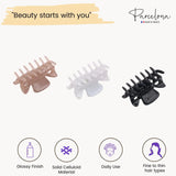 Parcelona French Classic 1.5" Small Celluloid Set of 3 Hair Claws for Women