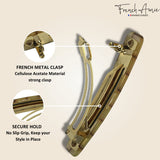 French Amie Small 2 1/4" Celluloid Handmade Hair Barrette for Women and Girls