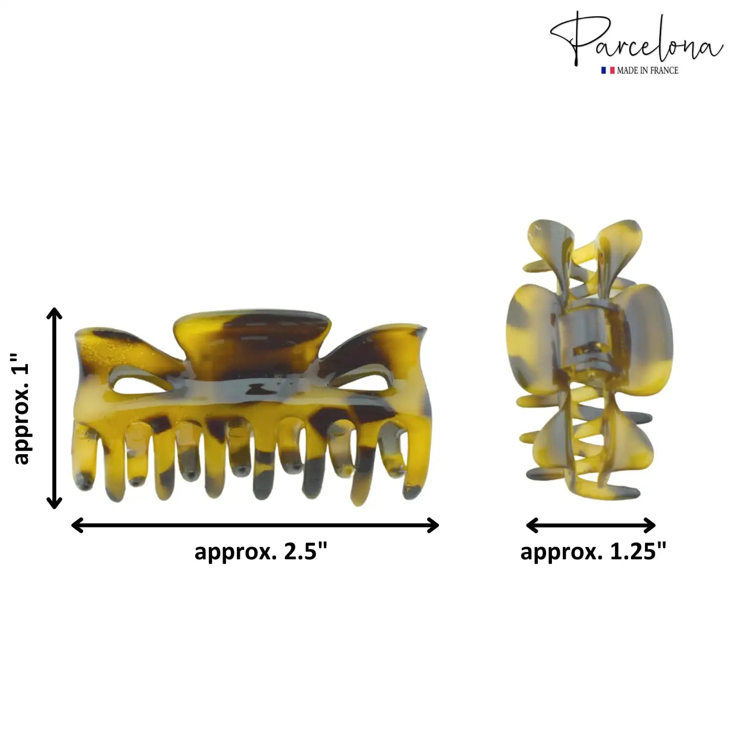 Parcelona French Classic Small 2.5" Celluloid Set of 2 Jaw Hair Claws for Women
