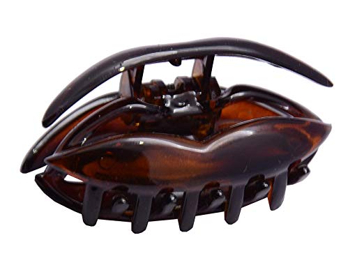 Parcelona French LIP Tortoise Shell Small Celluloid Jaw Hair Claw Clip for Girls