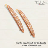 French Amie Narrow Oblong Small Set of 2 Hair Slide-in Barrette Clips