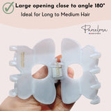 Parcelona French Big Flower 2 3/4" Celluloid Covered Spring Hair Claw for Women