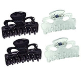 Parcelona French Petite Very Small Set of 4 Hair Claws For Women(Clear-Black)