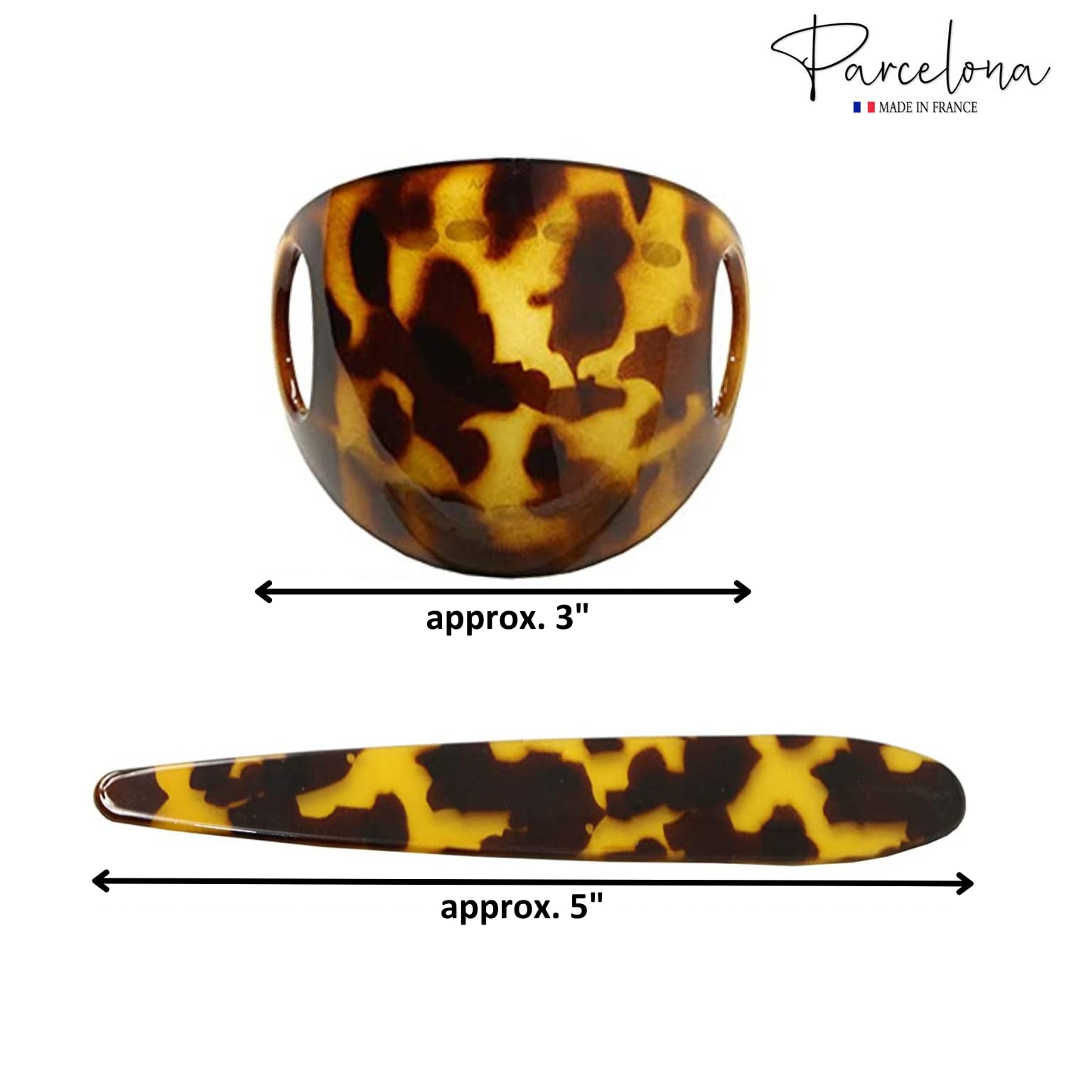 Parcelona French Classic 3" Cellulose Hair Slider Bun Cover Clip with Stick