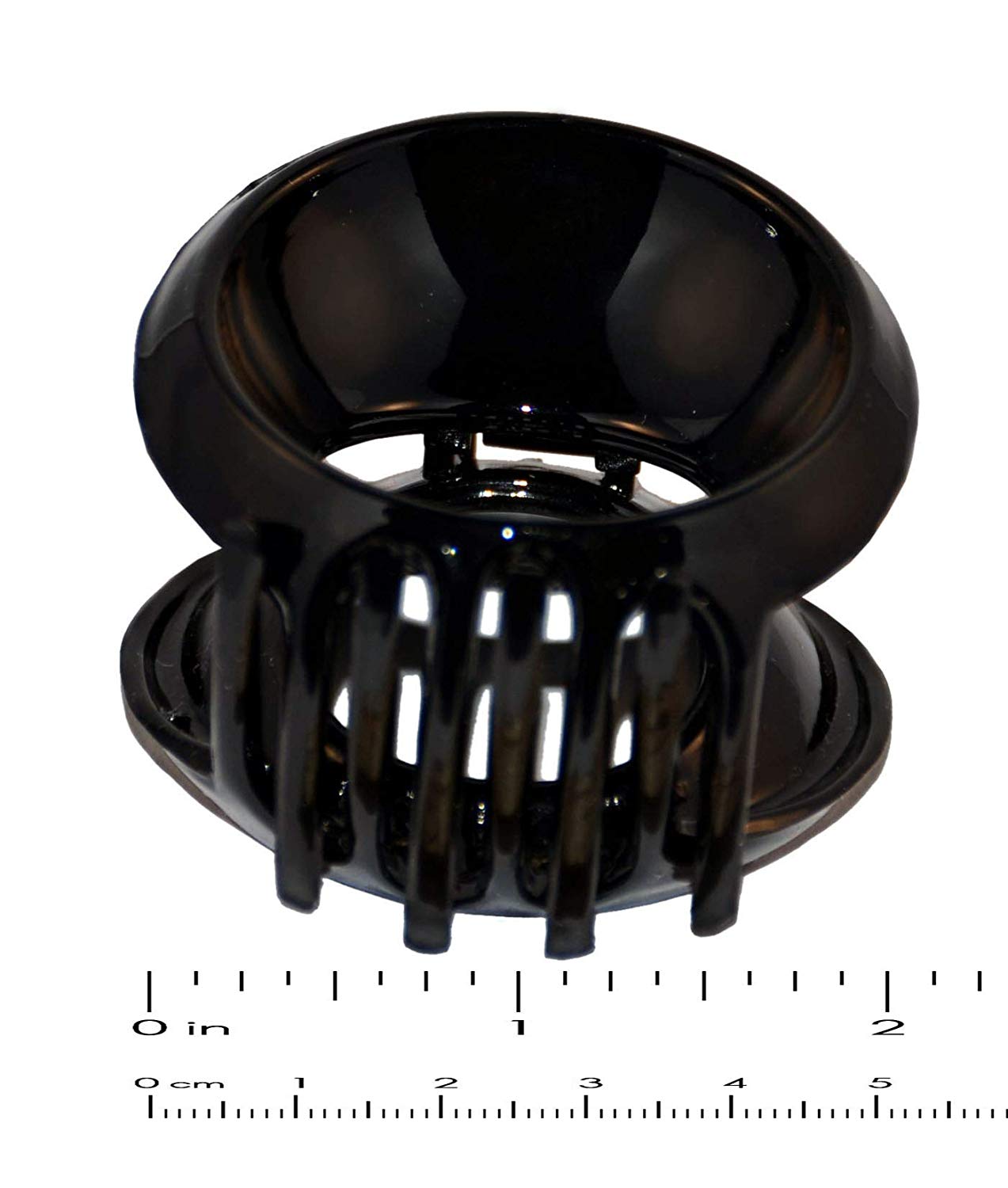 Parcelona Round Large Shell & Black Pony Jaw Hair Claw Clip with Covered Spring