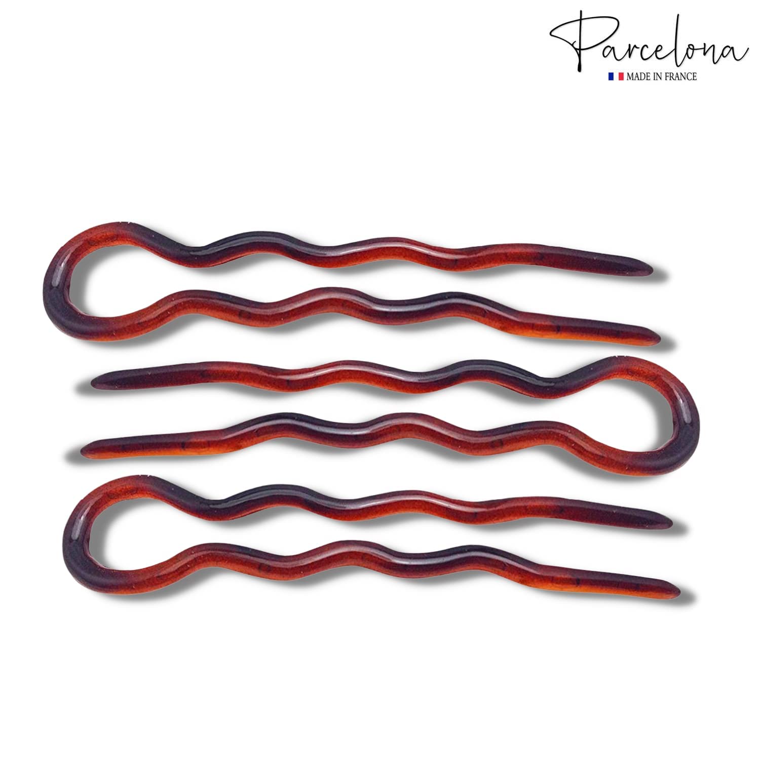 Parcelona French Slick Medium Celluloid Acetate Wavy U Shaped Hair Pin for Women