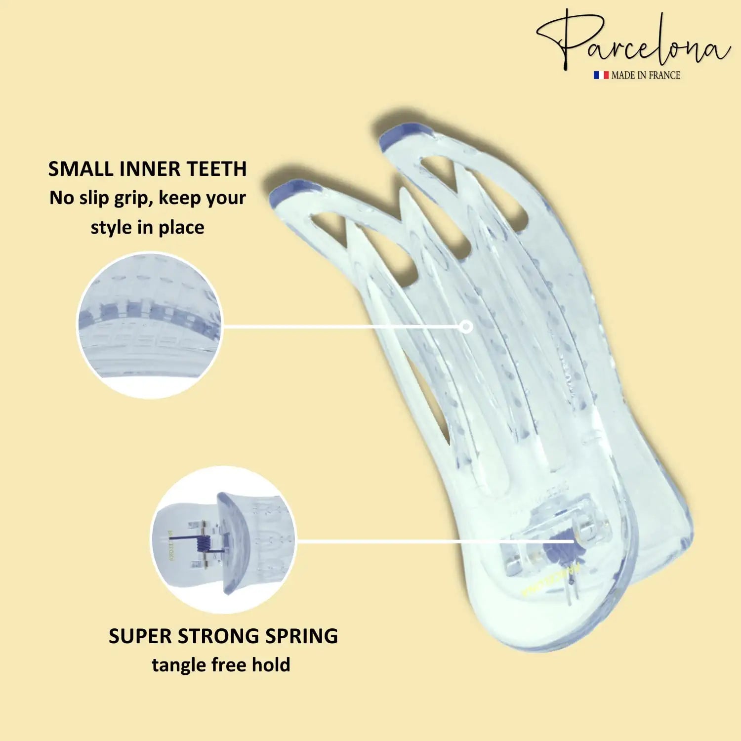 Parcelona French Simply Bear Paw Medium 3” Cellulose Hair Claw Clip for Women