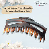 Parcelona French Narrow Bend Shell Large Covered Spring Hair Claw Clip Clamp
