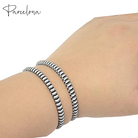 Parcelona Thin Stripes Set of 4 Ponytail Holder Elastic Hair Ties  for Women