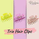 Parcelona French Classic 1.5" Small Celluloid Set of 3 Hair Claws for Women