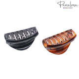 Parcelona French Crescent Cutout Black N Shell Small Celluloid Hair Claws(2 Pcs)