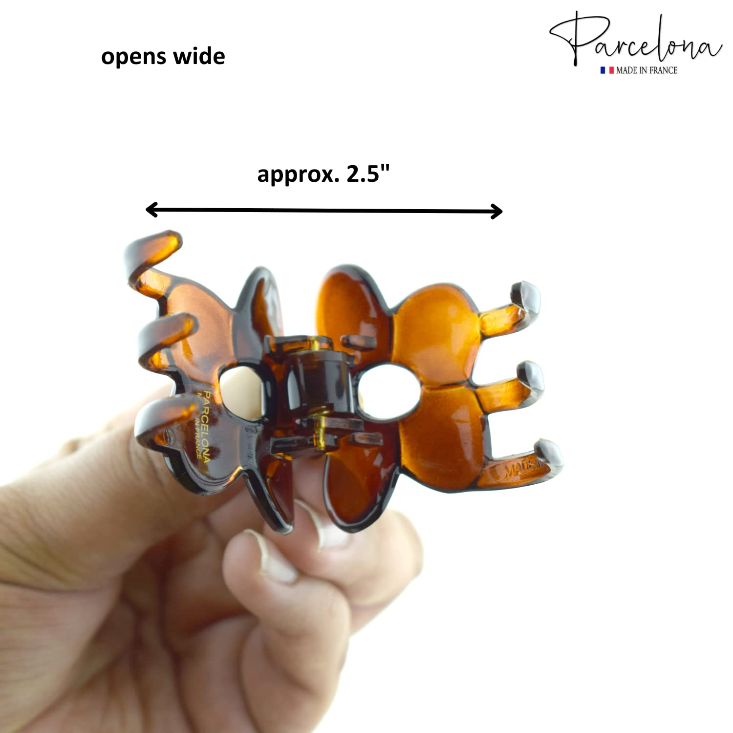Parcelona French Belle Fleur Small 1 1/2" Cellulose Jaw Hair Claw for Women