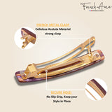 French Amie Small 2 1/4" Celluloid Handmade Hair Barrette for Women and Girls