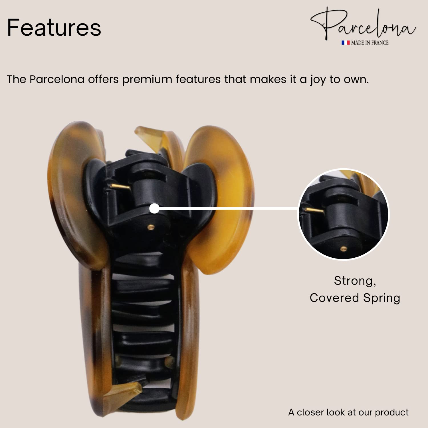 Parcelona French Glossy Oval Small 2.5" Cellulose Set of 2 Jaw Hair Claw Clips