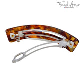 French Amie Curved Amber Brown Large Handmade Celluloid Hair Clip Barrette