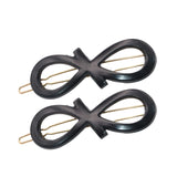 Parcelona French Ribbon Knot Infinity Small Celluloid Hair Barrettes for Women