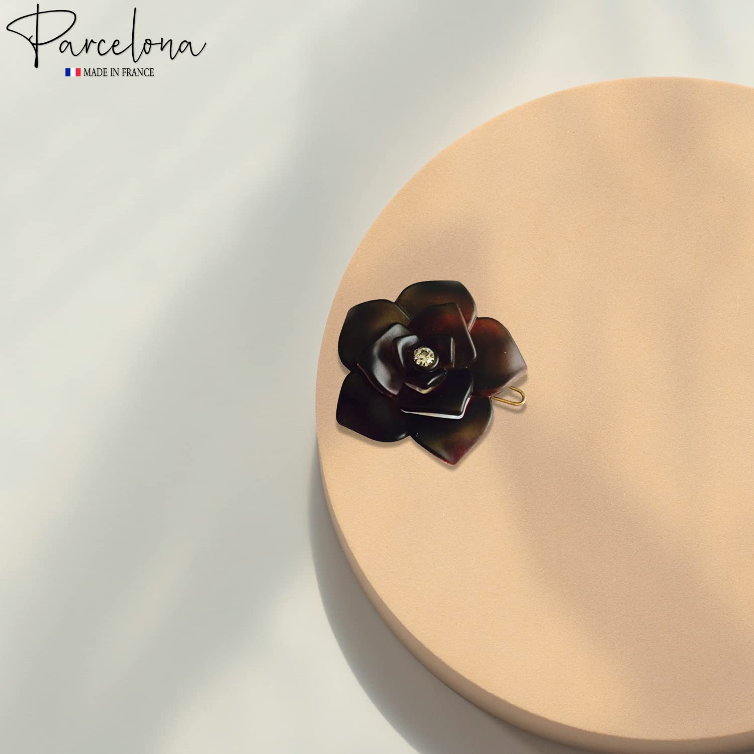 Parcelona French Flower Small 1.5" Cellulose Side Slide Snap Barrettes for Women
