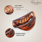 Parcelona French Crescent Cutout Black N Shell Small Celluloid Hair Claws(2 Pcs)