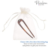 Parcelona French Twist Bun Shell Celluloid Crystal Hair U Stick Pin