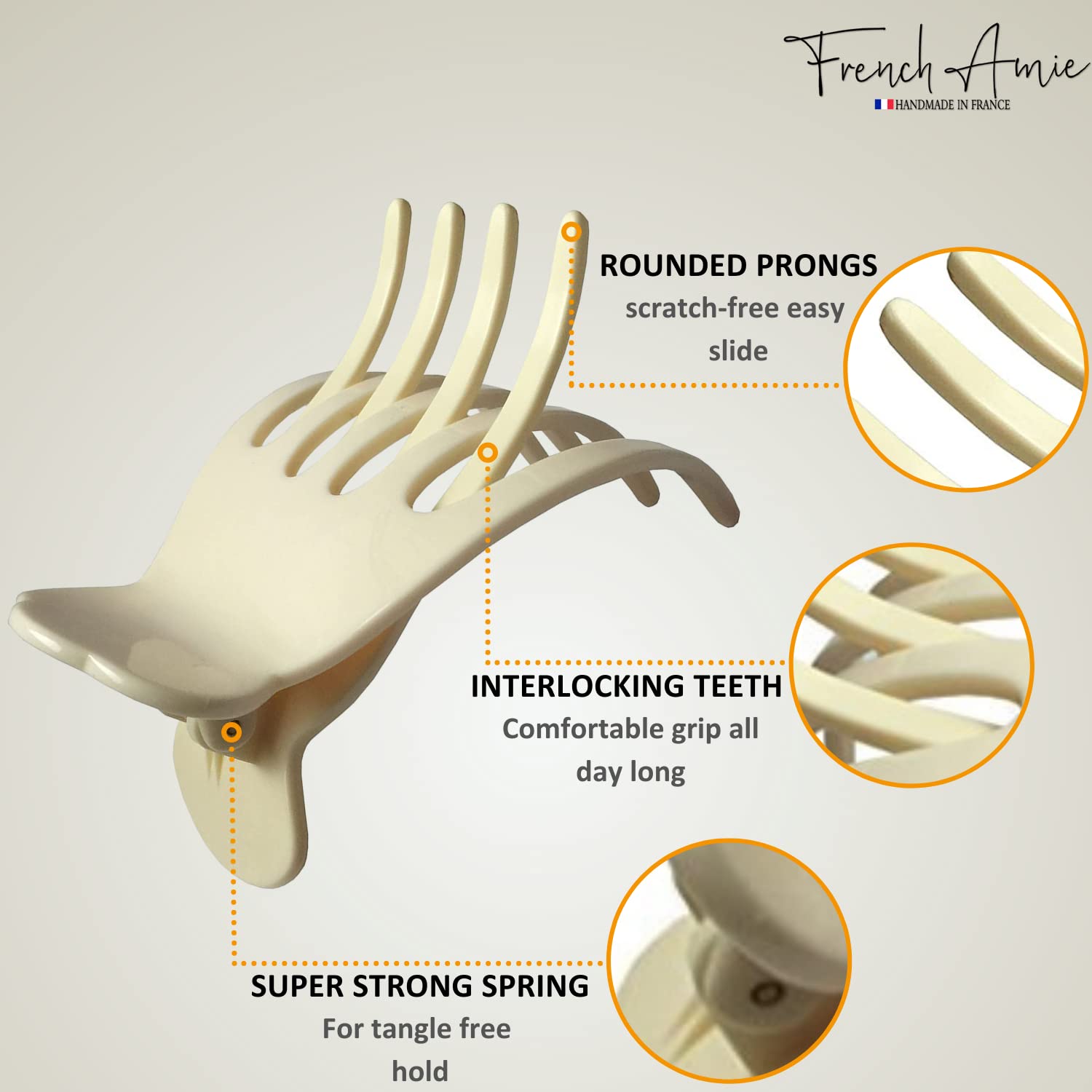 French Amie Scoop Large Cellulose Handmade Hair Side Slider Beak Jaw Claw Clip