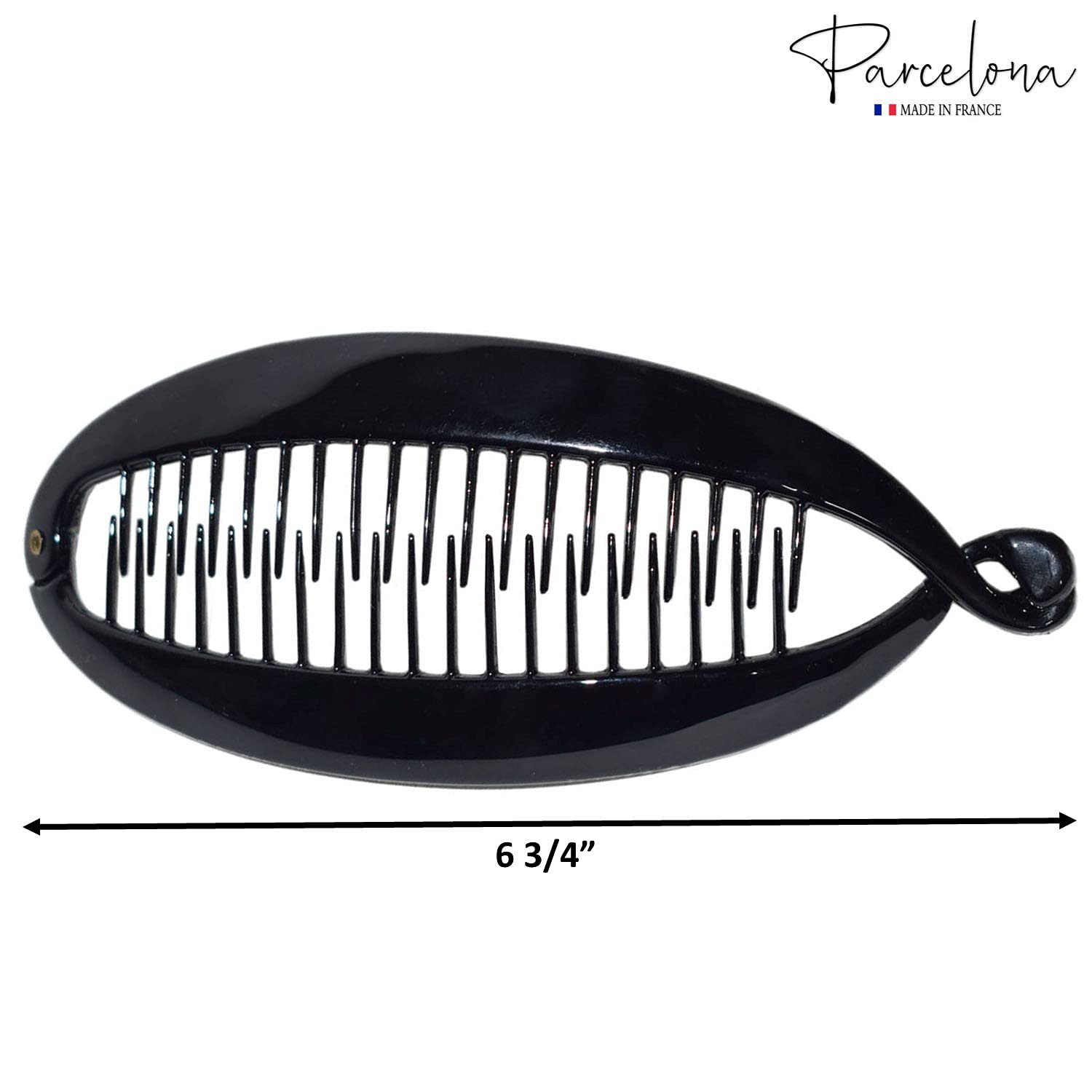 Parcelona French Large Black Cellulose Acetate Ponytail Banana Hair Clip