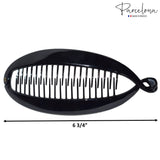 Parcelona French Large Black Celluloid Acetate Ponytail Banana Hair Clip