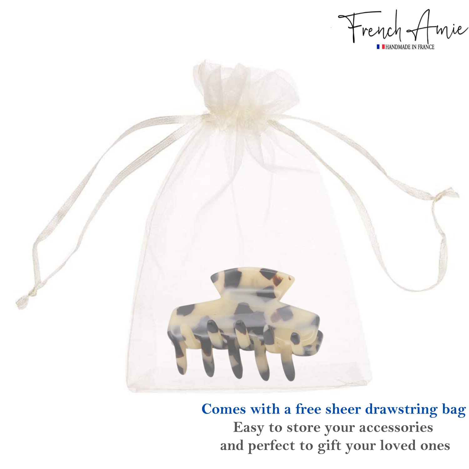 French Amie Chic Small Handmade Cellulose Acetate Jaw Hair Claw Clips