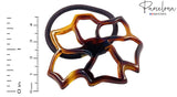 Parcelona French Floral Cut Out Tortoise Shell Brown Small 2 ½” Celluloid Flexib