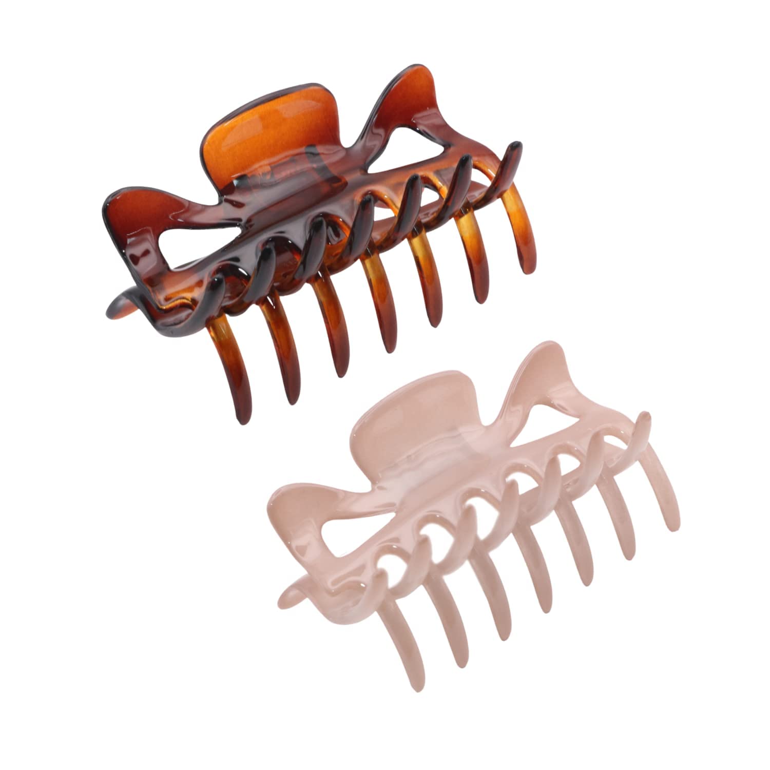 Parcelona French Classic 3" Medium Celluloid Hair Claws for Women & Girls (2Pcs)