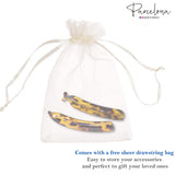 Parcelona French Small 3 ¾” Celluloid Set of 2 Banana Hair Clips for Women