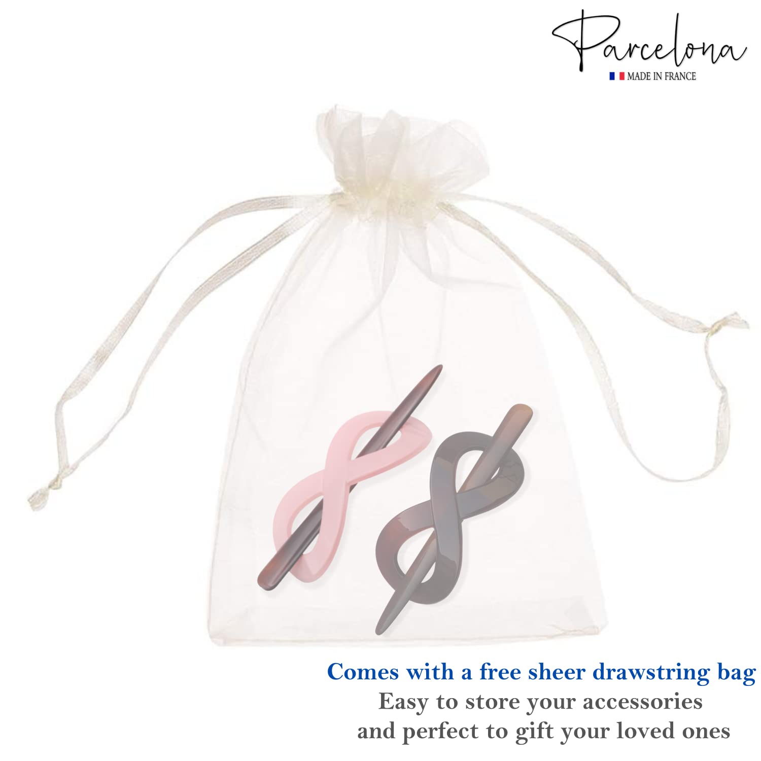Parcelona French Infinity Medium Cellulose Hair Slider Bun Cover for Women