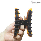 Parcelona French Glossy Oval Medium 3.5" Celluloid No Slip Hair Claw for Women