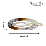 French Amie Oval Caramel Grey Streaks Small 2.5” Side Slide Hair Clip Barrette
