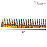 Parcelona French Wide Tooth Rake Leopard Pattern Large Celluloid Hair Detangling