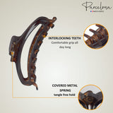 Parcelona French Slim Medium Shell & Black Celluloid Jaw Hair Claw Clips(2 Pcs)