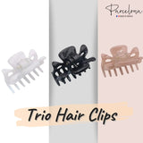 Parcelona French Classic 1.5" Small Celluloid Set of 3 Hair Claws for Women