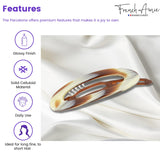 French Amie Oval Cut Out Small Handmade Celluloid Snap Hair Barrette for Women