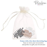 Parcelona French Classic 1.5" Small Celluloid Set of 3 Hair Claws for Women