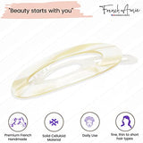 French Amie Oval Cut Out Small Handmade Celluloid Snap Hair Barrette for Women