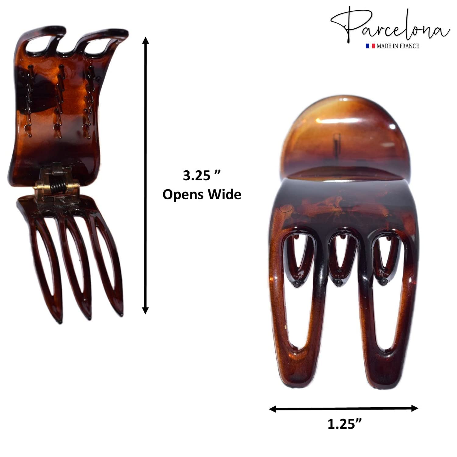 Parcelona French Simply Bear Paw Medium 3” Cellulose Hair Claw Clip for Women