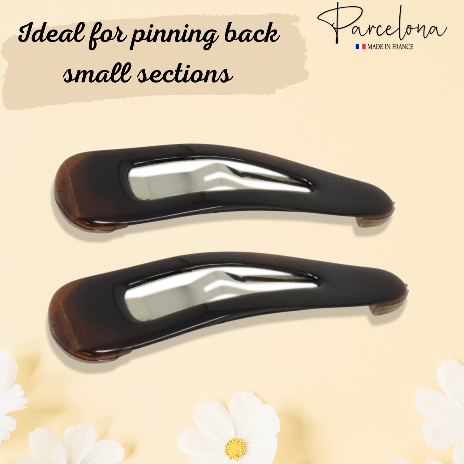 Parcelona French Clic Clac 2 1/4" Cellulose No Slip Grip Snap Hair Clips