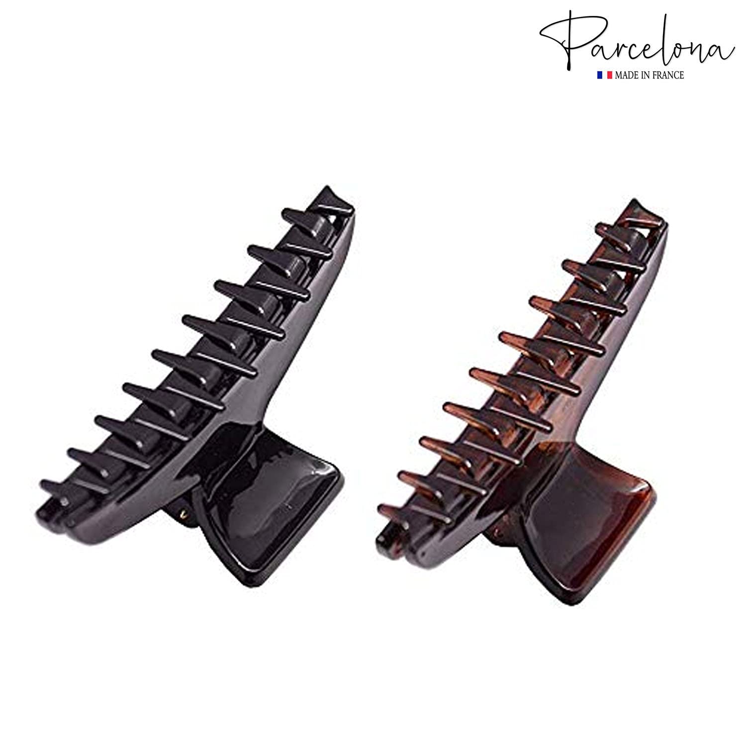 Parcelona French Pinch Tortoise Shell and Black Cellulose Hair Claws for Women