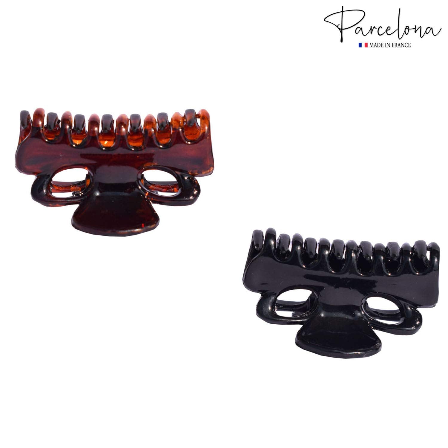 Parcelona French petite neu Mini Set of 4 Brown and Black Cellulose Hair Claws