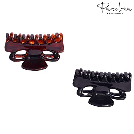 Parcelona French Petite Very Small Cellulose Set of 4 Hair Claws For Women