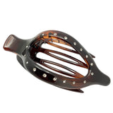 Parcelona French Elite Wide Beak Crystals Shell Celluloid Hair Claw 4.5 inches