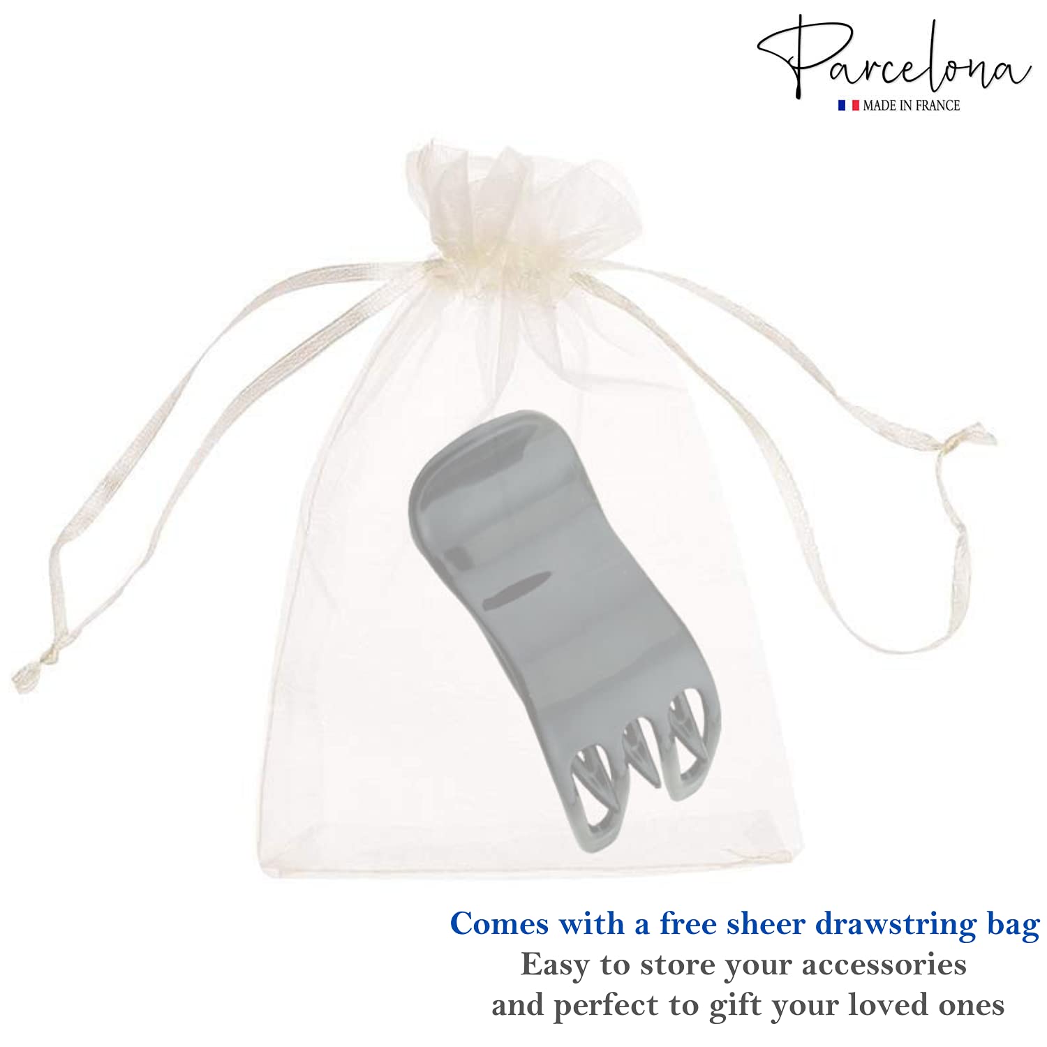 Parcelona French Simply Bear Paw Medium 3” Cellulose Hair Claw Clip for Women