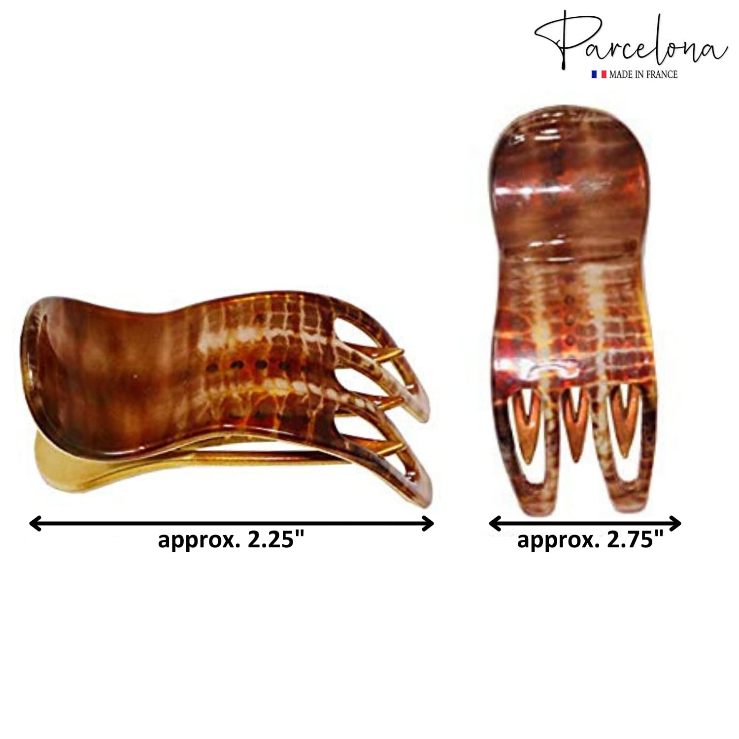 Parcelona French Simply Bear Paw Medium 3” Cellulose Hair Claw Clip for Women